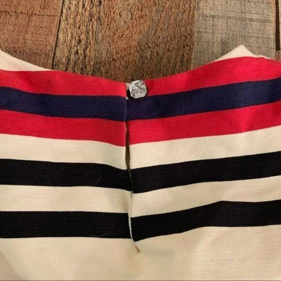 Crewcuts girls size 4 cream Red Blue Striped Sleeveless Dress - Picture 4 of 4